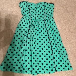 Teal and blue dot dress xhilaration size S